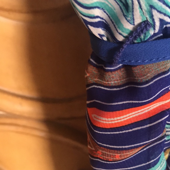 My Michelle Sundress with Handkerchief Hem Royal & Aqua Blue - Picture 11 of 12